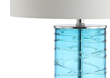 Cole 27.5" Modern Fused Glass Cylinder LED Table Lamp - JONATHAN Y